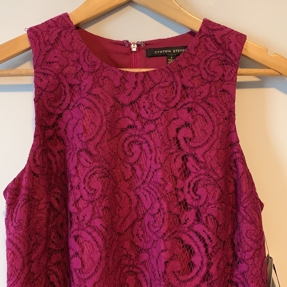 Cynthia Steffe Purple Lace Evening Cocktail Festive Dress Size 4 NWT - Picture 4 of 17